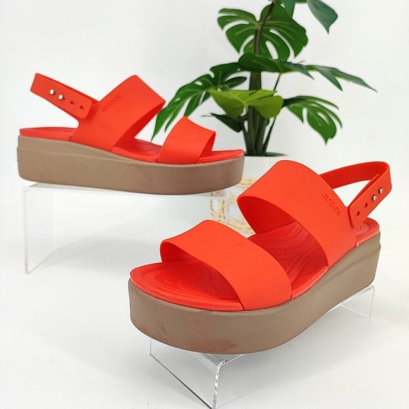 CROCS Women's Sandals - Red and Tan - Picture 1 of 11